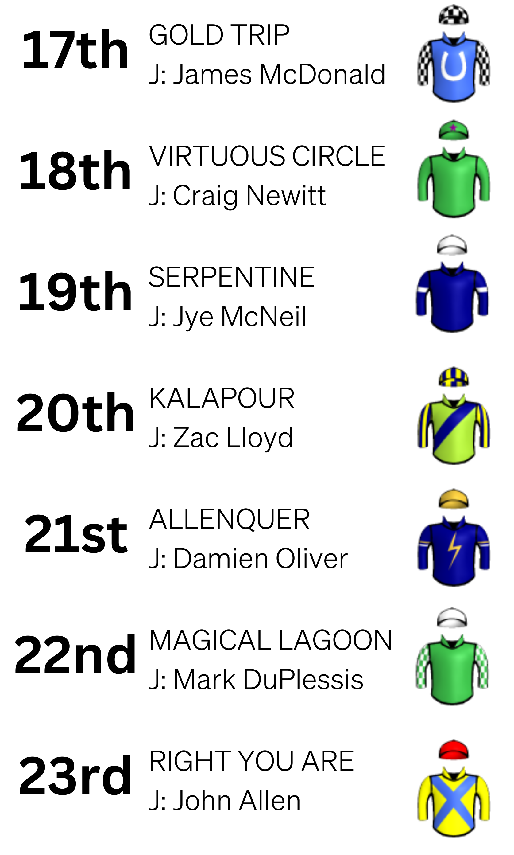 Inside Run Melbourne Cup Finishing Order