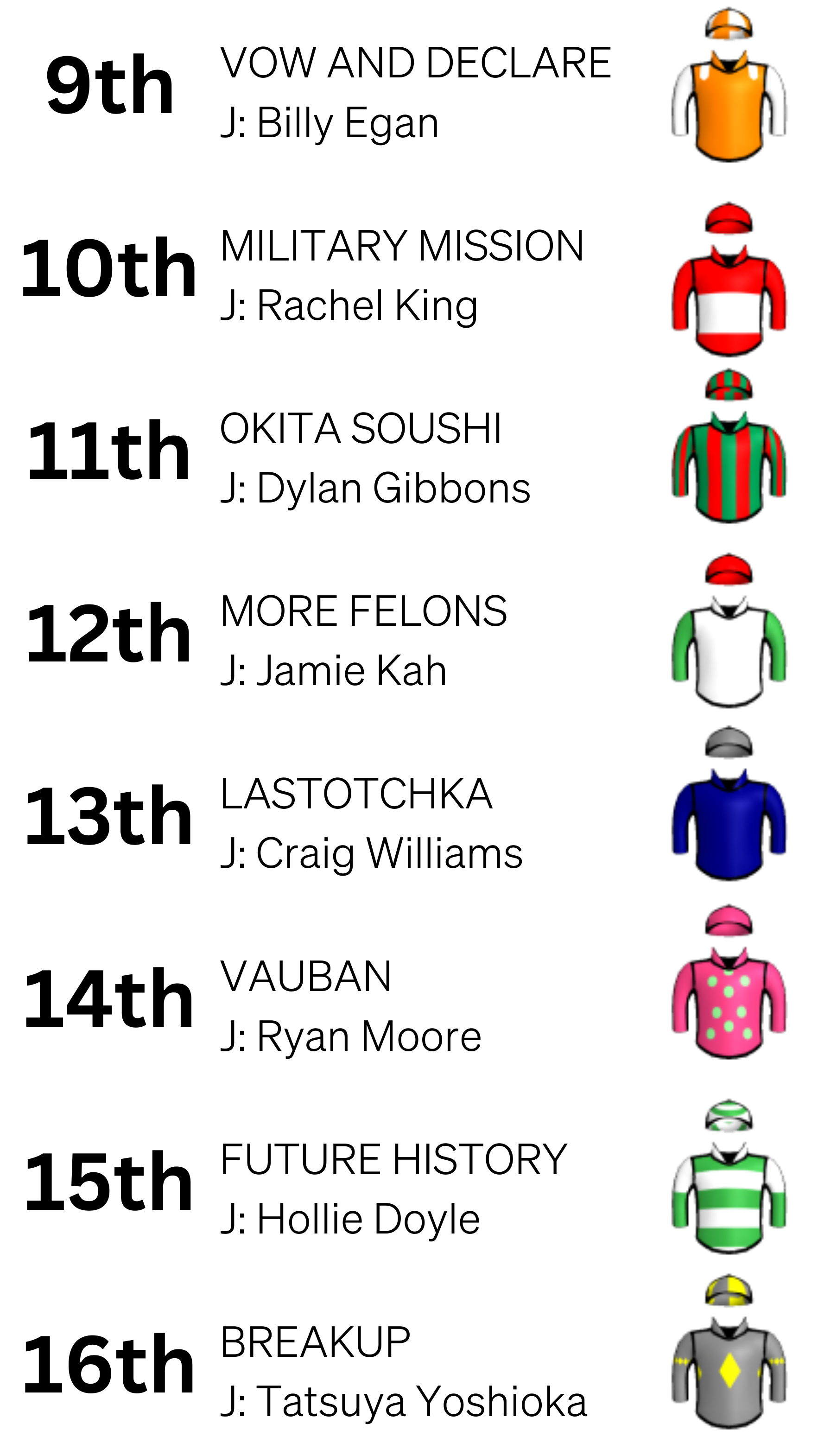 Inside Run Melbourne Cup Finishing Order